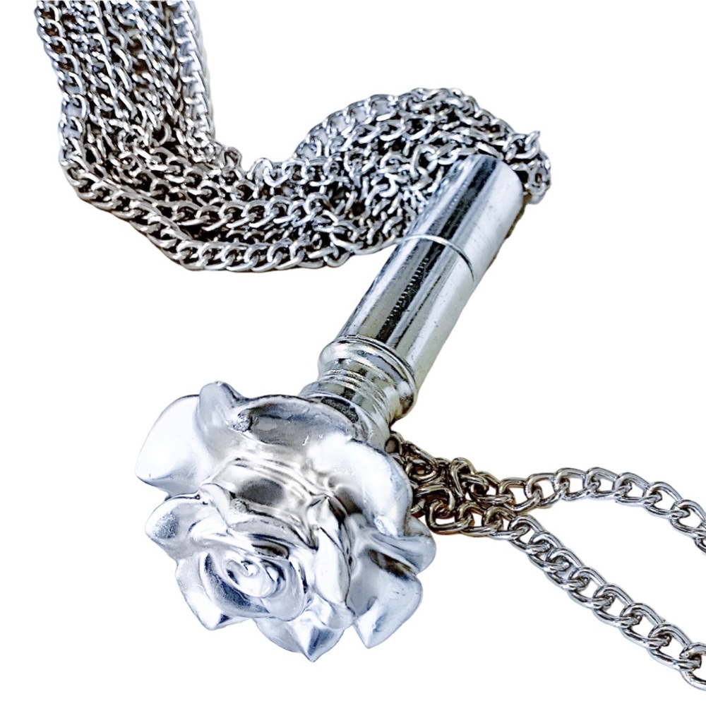 Silver rose chain flogger.  Hand crafted by Blissful Discipline.
